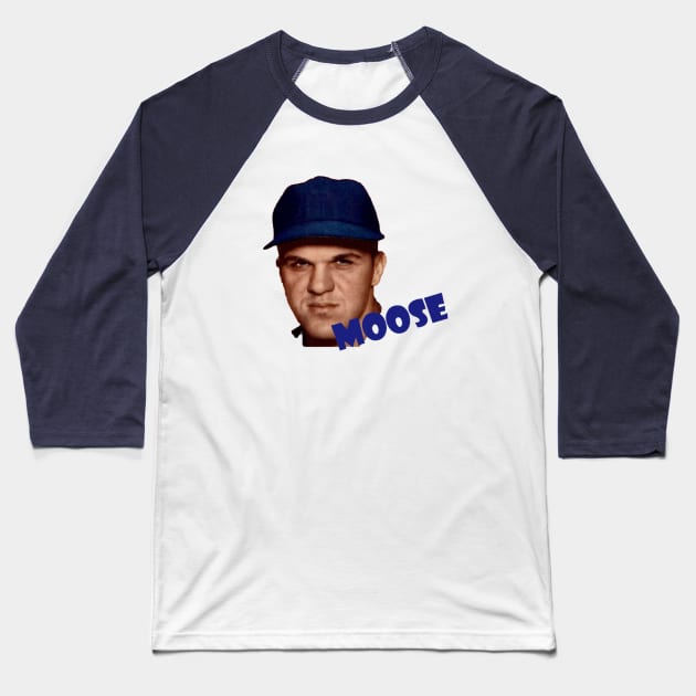 "Moose" Shirt Design Baseball T-Shirt by Bleeding Yankee Blue